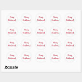 Prettig Kerstmis Rood en Wit  Script Typografie Ronde Sticker (Vel)