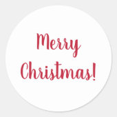 Prettig Kerstmis Rood en Wit  Script Typografie Ronde Sticker (Voorkant)