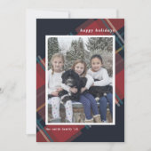 Prettig Kerstmis Rood Geruit Kerstmis Aangepaste F Feestdagenkaart (Voorkant)