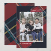 Prettig Kerstmis Rood Geruit Kerstmis Aangepaste F Feestdagenkaart (Voorkant / Achterkant)