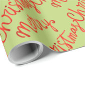 Prettig Kerstmis Rood Groen Handgeschreven kalligr Cadeaupapier (Rol Hoek)