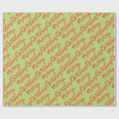 Prettig Kerstmis Rood Groen Handgeschreven kalligr Cadeaupapier (Vlak)