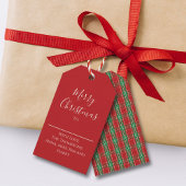 Prettig Kerstmis Rood Groen Klassiek Kerst Geruit Cadeaulabel