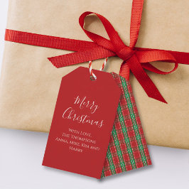 Prettig Kerstmis Rood Groen Klassiek Kerstpatroon Cadeaulabel