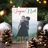 Prettig Kerstmis Rood Groen Script Frans Familie F Feestdagenkaart