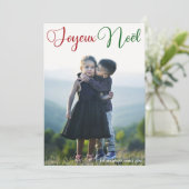 Prettig Kerstmis Rood Groen Script Frans Familie F Feestdagenkaart (Staand voorkant)