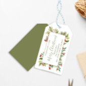 Prettig Kerstmis Rood Hulstgroen  Cadeaulabel