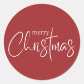 Prettig Kerstmis Rood Modern Vakantie Ronde Sticker (Voorkant)