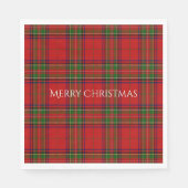 Prettig Kerstmis Rood Tartan Plaid Servet (Voorkant)