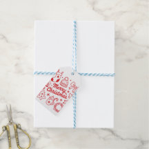 Prettig Kerstmis Rood & Wit Kerstcadeautag