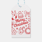 Prettig Kerstmis Rood & Wit Kerstcadeauticket Cadeaulabel (Achterkant)