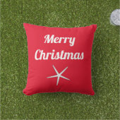 Prettig Kerstmis Rood Wit Nautisch Zeester Cadeau Buitenkussen (Gras)