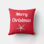 Prettig Kerstmis Rood Wit Nautisch Zeester Cadeau Buitenkussen (Achterkant)
