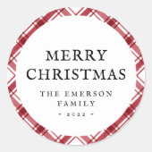 Prettig Kerstmis Rood Wit Sticker (Voorkant)