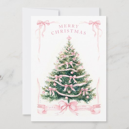 Prettig Kerstmis Roze Feestdagenkaart (Voorkant)