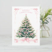 Prettig Kerstmis Roze Feestdagenkaart (Staand voorkant)