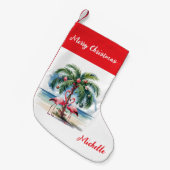 Prettig Kerstmis Roze Flamingo Persoonlijk Kleine Kerstsok (Voorkant (Hangend))