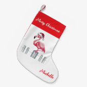 Prettig Kerstmis Roze Flamingo Persoonlijk Kleine Kerstsok (Voorkant (Hangend))
