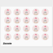 Prettig Kerstmis Roze Glas Koepel Ronde Sticker (Vel)