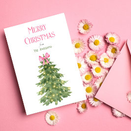 Prettig Kerstmis Roze & Groen Minimaal Kerstkaart
