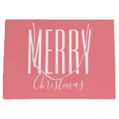 Prettig Kerstmis Roze Wit Groot Cadeauzakje (Voorkant)