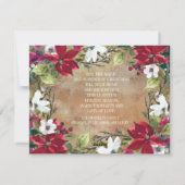 Prettig Kerstmis Rustic Gestreepte Rode Poinsettia Feestdagenkaart (Achterkant)