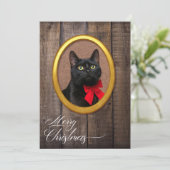 Prettig Kerstmis Rustieke Cute Gouden Lijst Voeg F Feestdagenkaart (Staand voorkant)