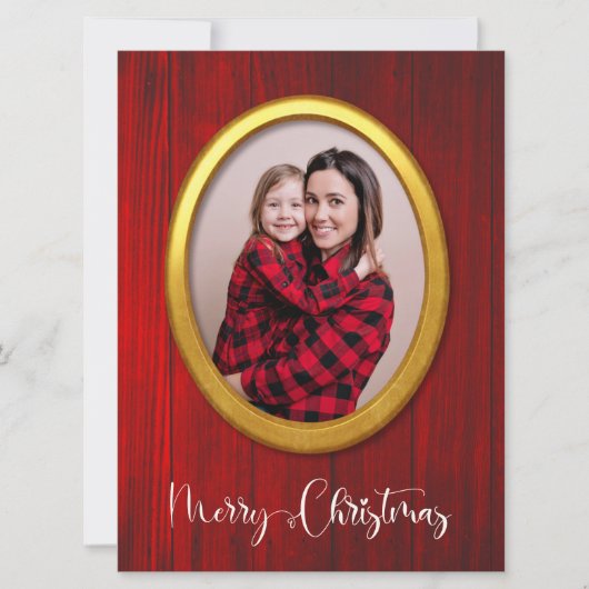 Prettig Kerstmis Rustieke Grappige Cute Frame Voeg Feestdagenkaart (Voorkant)