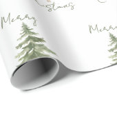 Prettig Kerstmis Rustieke Minimalistische Bomen Cadeaupapier (Rol Hoek)