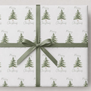 Prettig Kerstmis Rustieke Minimalistische Bomen Cadeaupapier