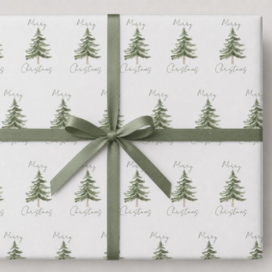 Prettig Kerstmis Rustieke Minimalistische Bomen Cadeaupapier