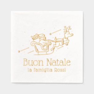 Prettig Kerstmis Santa slee najaars Italiaanse fam Folie Servetten
