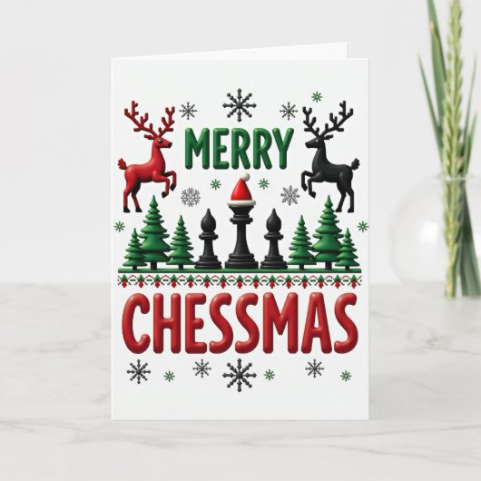 Prettig Kerstmis Schaakkaart Schaakspeler Cadeau Kaart (Voorkant)