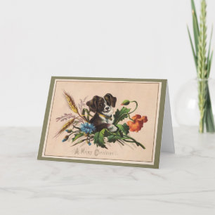 Prettig Kerstmis Schattige Hond Vintage Reproducti Kaart