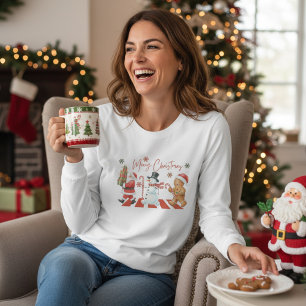 Prettig Kerstmis Schattige Kerst Karakters Kerstma T-shirt