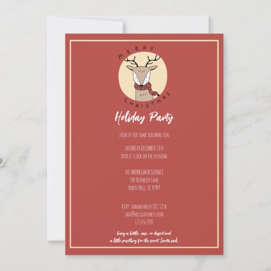 Prettig Kerstmis Schattige Rendier Vakantie Feestj Feestdagenkaart (Voorkant)