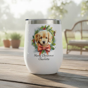 Prettig Kerstmis Schattige Waterverf Puppy Hondenn
