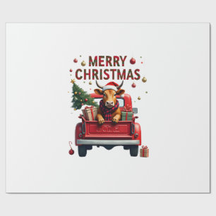 Prettig Kerstmis Schotse Hoogland Koe Xmas Boerder Cadeaupapier