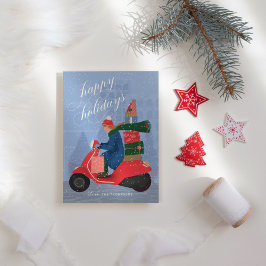 Prettig Kerstmis-scooter Niet-Fotografische Kerstk Feestdagenkaart