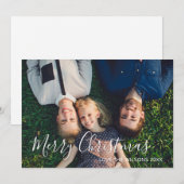Prettig Kerstmis Script Familie Foto Feestdagenkaart (Voorkant / Achterkant)