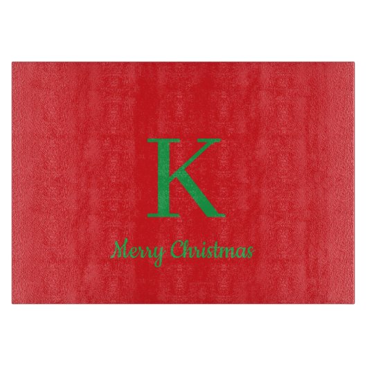 Prettig Kerstmis Script Persoonlijk Monogram Snijplank (Voorkant)