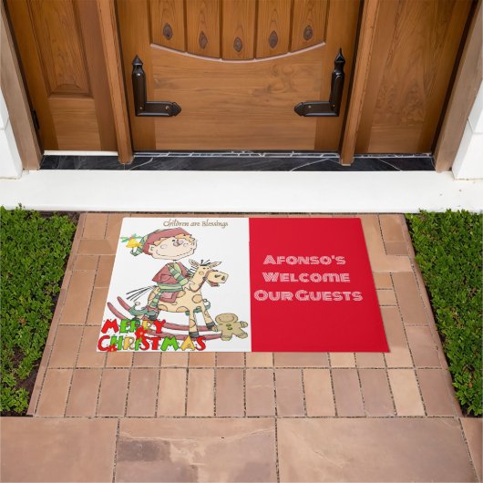 Prettig Kerstmis Segenswensen Rode Elf Mat Deurmat (Buiten)