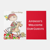 Prettig Kerstmis Segenswensen Rode Elf Mat Deurmat (Voorkant)
