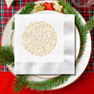 Prettig Kerstmis Sierlijke Calligrafie Kerstfeest Folie Servetten
