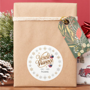 Prettig Kerstmis Slowaakse Kerstmis Persoonlijke N Ronde Sticker