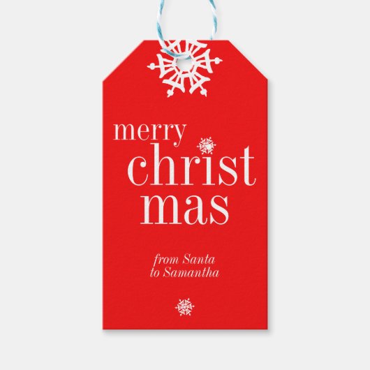 Prettig Kerstmis Sneeuw Cadeaulabel (Voorkant)