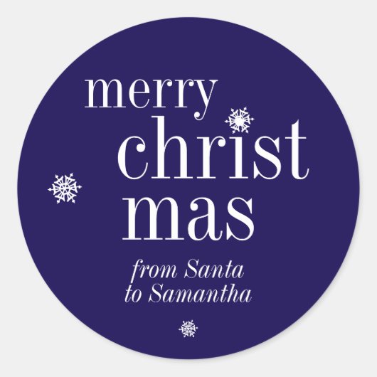 Prettig Kerstmis Sneeuw Marine Ronde Sticker (Voorkant)