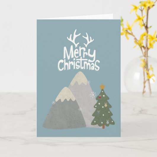 Prettig Kerstmis Sneeuwberg Kaart (Gele Bloem)