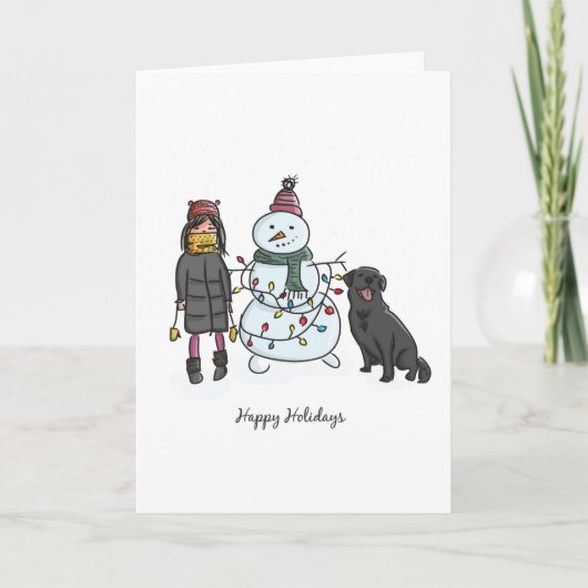 Prettig Kerstmis Sneeuwman Feestdagen Kaart (Voorkant)