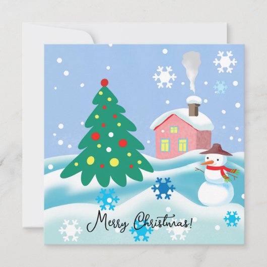 Prettig kerstmis sneeuwman feestdagenkaart (Voorkant)